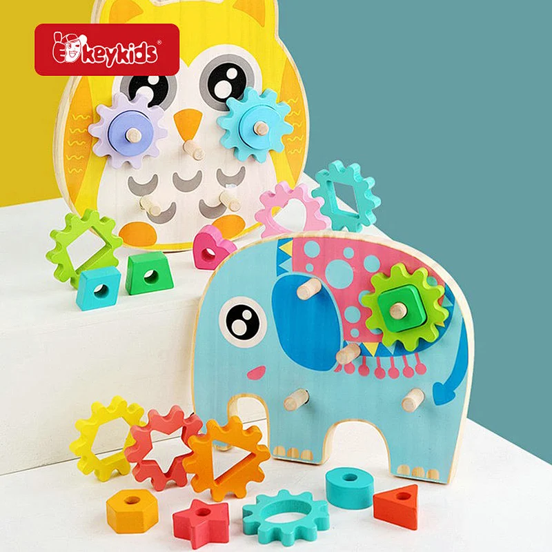 OEM Colorful Montessori Spinning Wooden Gears Toy for Kids W13E252